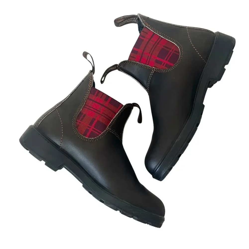 Blundstone 2100 Tartan Plaid Chelsea Boots Stout Brown AU 5 / US W 8 / M 6